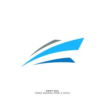 Three Swoosh form a sail. Isolated Vector Illustration Stock Illustration