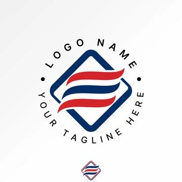 Three swoosh wave initial E font square connect monogram typography sport tech Stock Illustration