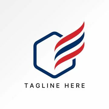 Three swoosh wave initial E font wings hexagon monogram typography sport tech Stock Illustration