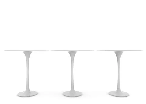Three tables on a long leg. There is free space for your design. White isolat Stock Illustration