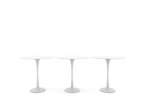 Three tables on a long leg. There is free space for your design. White isolat Stock Illustration