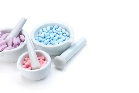 Three Tablet Mortars Stock Photos