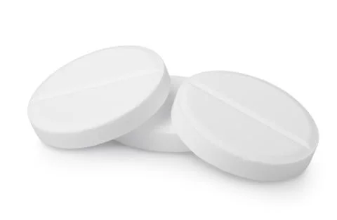 Three tablets aspirin isolated Stock Photos