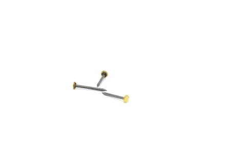 Three tacks on a white background. Three picture nails on a white background. Stock Photos