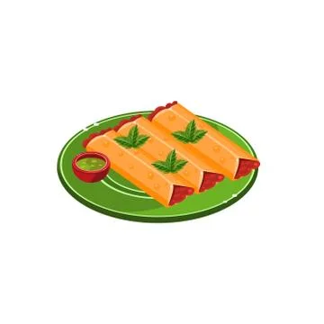Three Tacos On Plate Stock Illustration