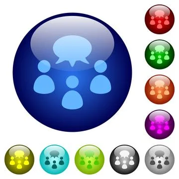 Three talking persons with oval bubble solid color glass buttons イラスト素材