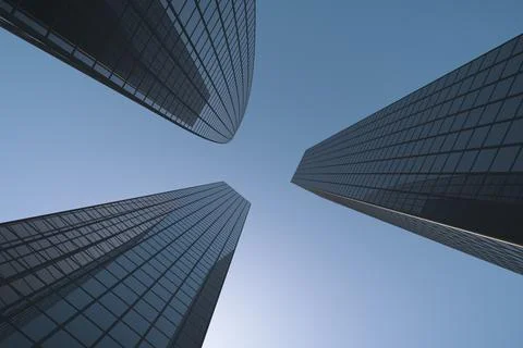 Three tall buildings from a low angle Foto stock