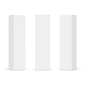 Three Tall Paper Rectangular Packaging Boxes Mockups Stock Illustration