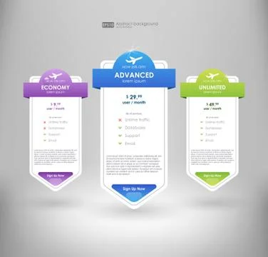 Three tariffs. interface for the site. UI UX vector banner for web app. Set Stock Illustration