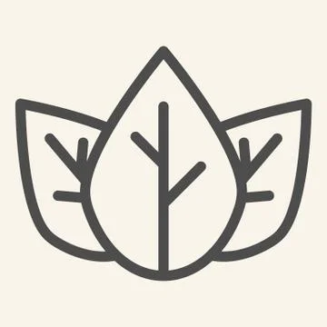 Three tea leaves line icon. Spa and organic symbol, outline style pictogram on 库存插图