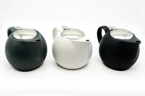 Three Teapots on white Background Cut-Out Stock Photos