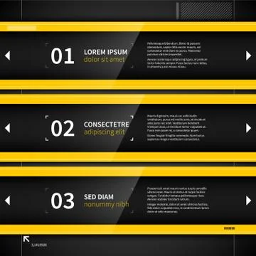 Three techno banners with numbers and text. Stock Illustration