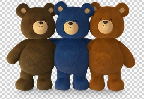 Three teddy bears arm in arm Stock Photos