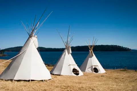 Three teepees together Stock Photos