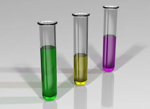 Three test tubes with chemicals Stock Illustration