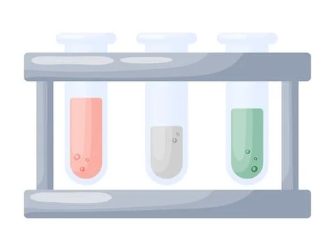 Three Test Tubes in Lab Rack Illustration 스톡 일러스트