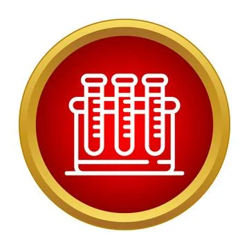 Three test tubes in stand icon for research Stock Illustration