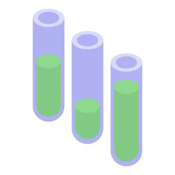 Three test tubes standing in a row containing green liquid Illustration