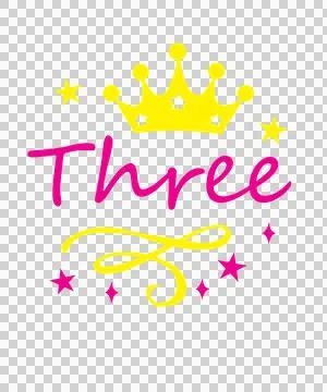 Three Text With Crown And Stars black white typography Stock Illustration