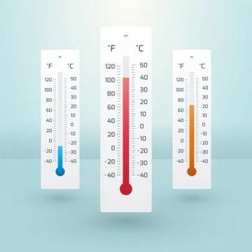 Three thermometers with different temperatures Stock Illustration