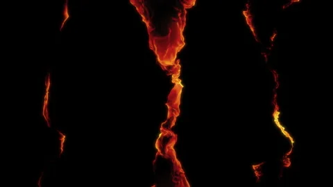 Three Thin Abstract Fire Ribbon Elements with Alpha Channel Stock Footage 140994367