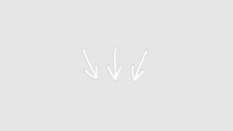Three thin down pointing hand drawn white arrows doodle animation on transparent Stock Footage 337121118