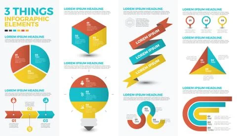 Three things infographic elements Stock Illustration