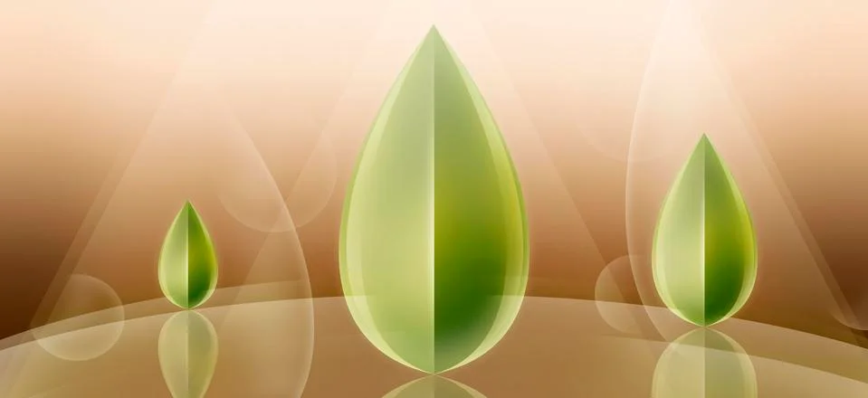 Three three-dimensional abstract bay leaf shapes 스톡 일러스트