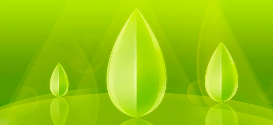 Three three-dimensional abstract bay leaf shapes 스톡 일러스트