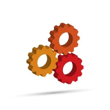 Three three-dimensional gears. Simple volumetric mechanism Stock Illustration
