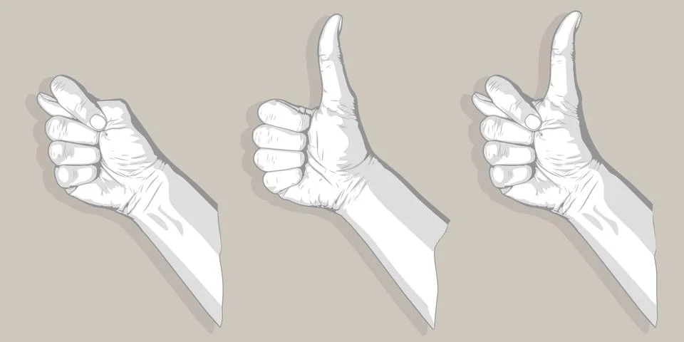 Three thumbs sketch Stock Illustration