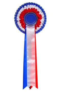 Three tier blue rosette isolated. Stock Photos