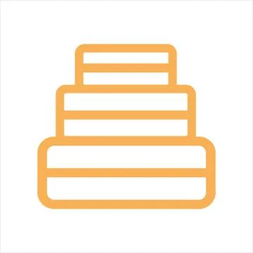Three-tier cake with yellow lines on white background Stock Illustration
