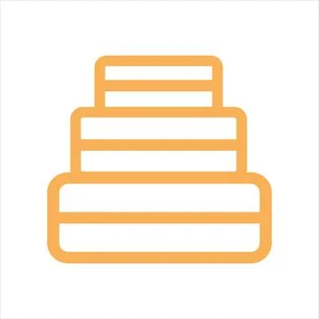 Three-tier cake with yellow lines on white background Stock Illustration