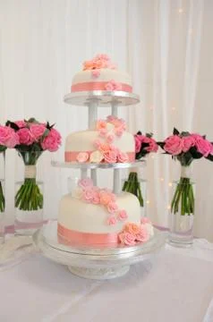 Three tier wedding cake. Stock Photos