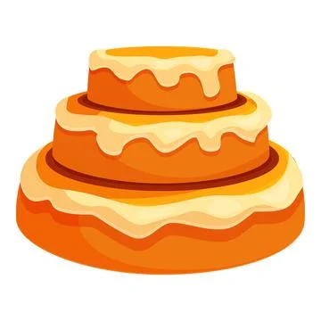 Three tiered cake dripping with icing on white background Stock Illustration