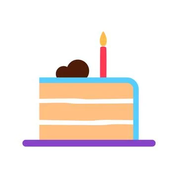 Three tiered cake slice on white background. Stock Illustration