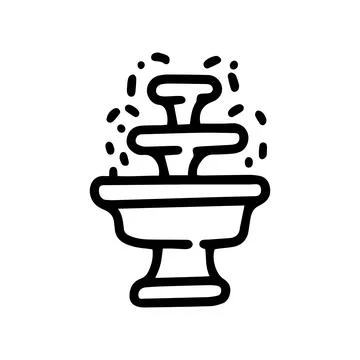 Three-tiered fountain line vector doodle simple icon Stock Illustration
