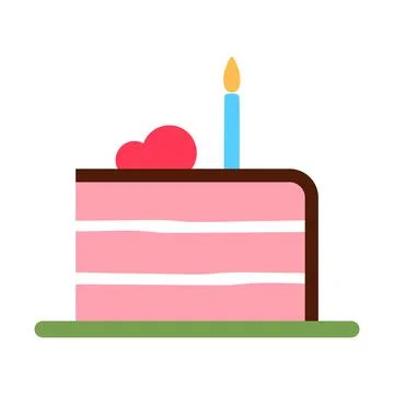 Three tiered pink cake slice on white background. Stock Illustration