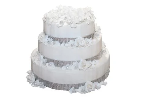 Three tiered wedding cake Stock Photos