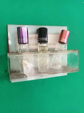 Three Tiny Perfume Bottles Stock Photos