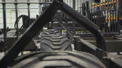 Three tires on the side of an equipment Stock Footage 59909253