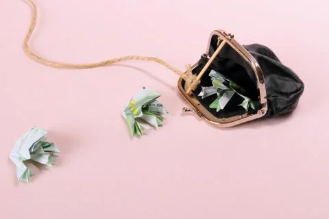 Three toads of one hundred catch with purse Stock Photos