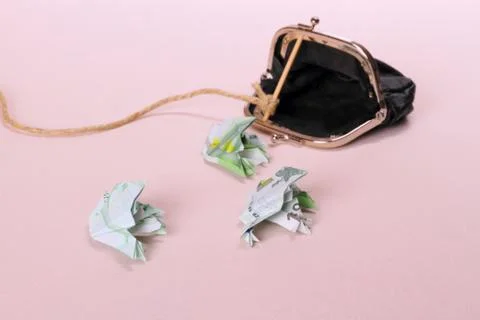 Three toads of one hundred catch with purse Stock Photos