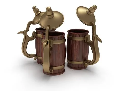 Three toby jugs isolated on white Stock Illustration