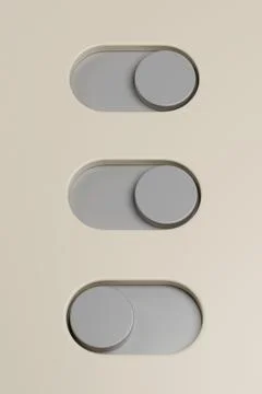 Three toggle switch buttons. 3d illustration. Stock Illustration