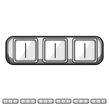 Three toggle switches with on symbols Illustrazione stock