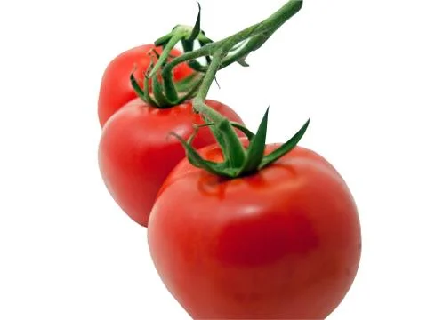 Three tomatoes close up Stock-Fotos