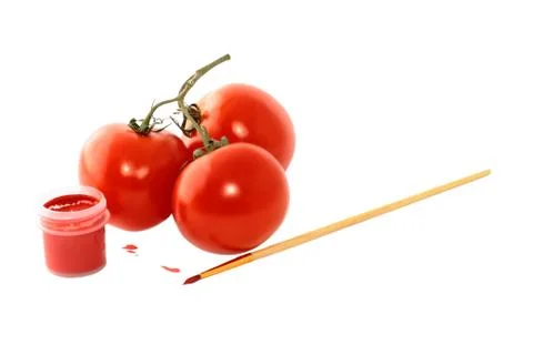 Three tomatoes isolated on white background 스톡 사진