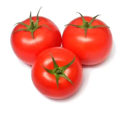 Three tomatoes isolated on white background Stock Photos